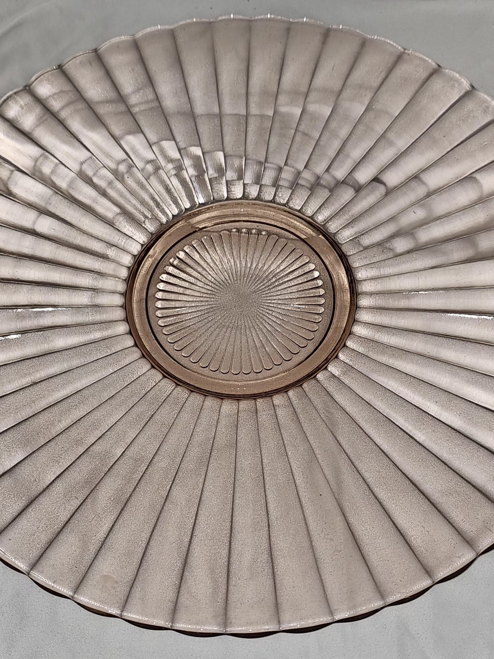 Anchor Hocking Rose-Tinted Depression Glass Platter